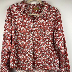 Tulip floral button-down Blouse high-low hem Womens Small